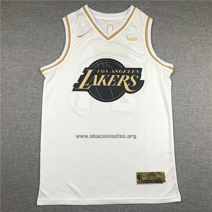 Camiseta Golden Edition Los Angeles Lakers Kobe Bryant NO 24 Blanco